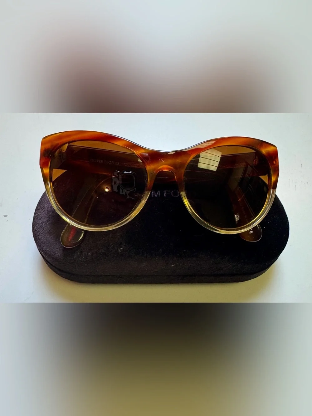 Oliver Peoples “Mande” vintage horn tortoise rim sunglasses